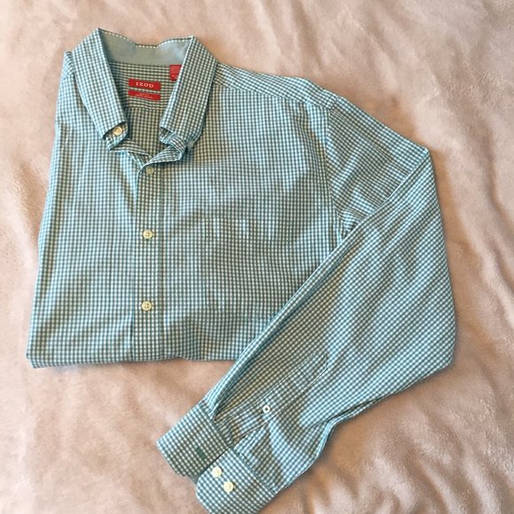 IZOD green/white check  shirt sz XL - Picture 4 of 6